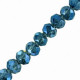 Faceted glass rondelle beads 6x4mm Dull blue plated